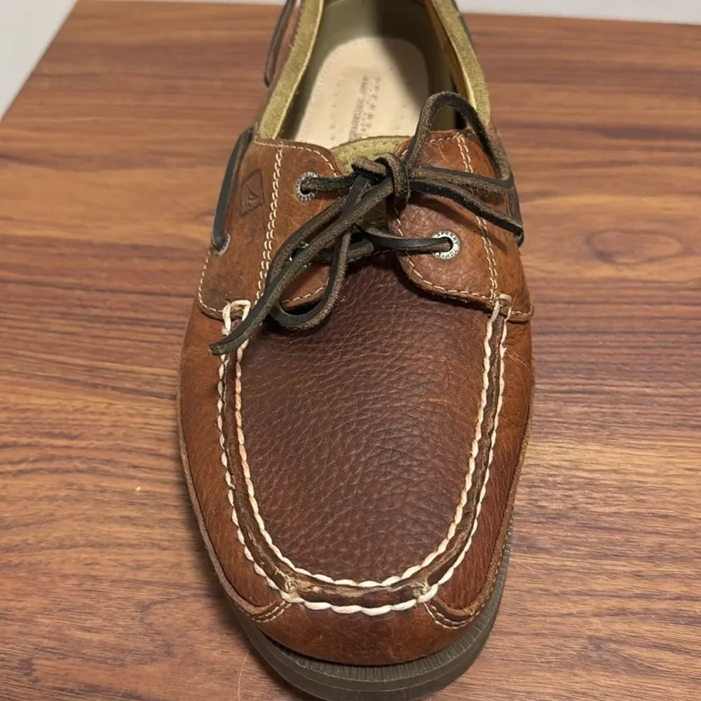 Sperry Topsider Mako Canoe Moc Boat Shoe in Amaretto Leather. Size 13W.